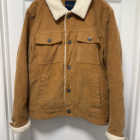 Lucky Brand Other - Lucky Brand Brown Corduroy Jacket with Cream Sherpa Collar XL